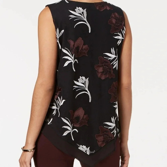 NWOT Alfani Top Printed Embroidered Pointed-Hem Top - Picture 2 of 8